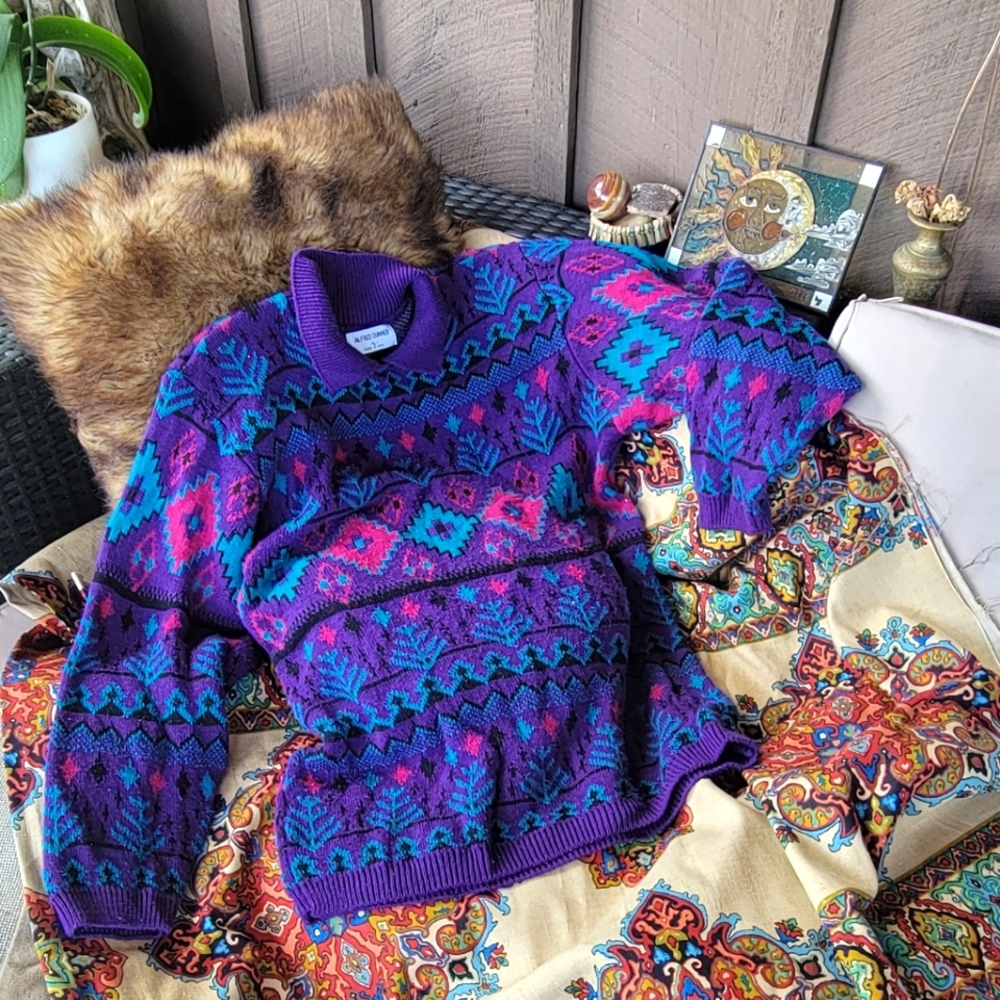 Collared Vintage Purple 80s "Ugly Sweater"
